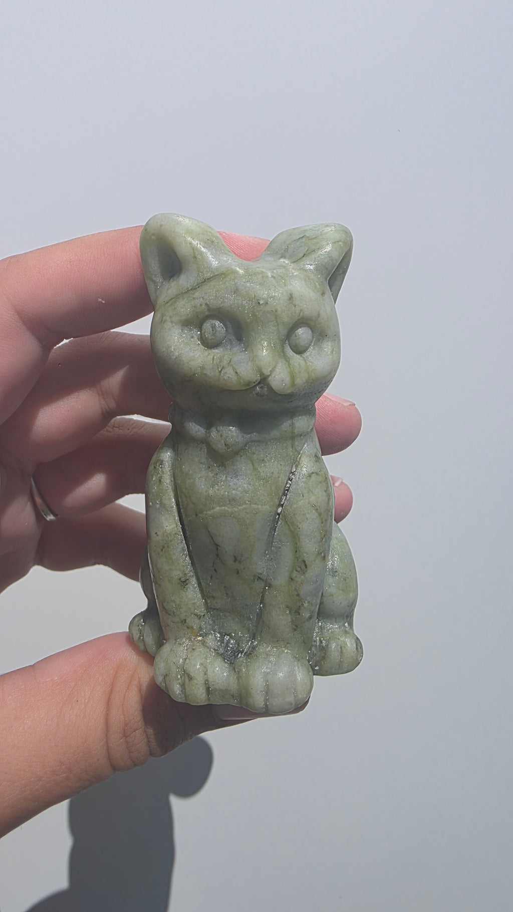 Hand-Carved Serpentine Jade Cat Carvings – Choice of 6 Unique Crystal Carvings