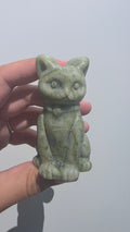 Hand-Carved Serpentine Jade Cat Carvings – Choice of 6 Unique Crystal Carvings