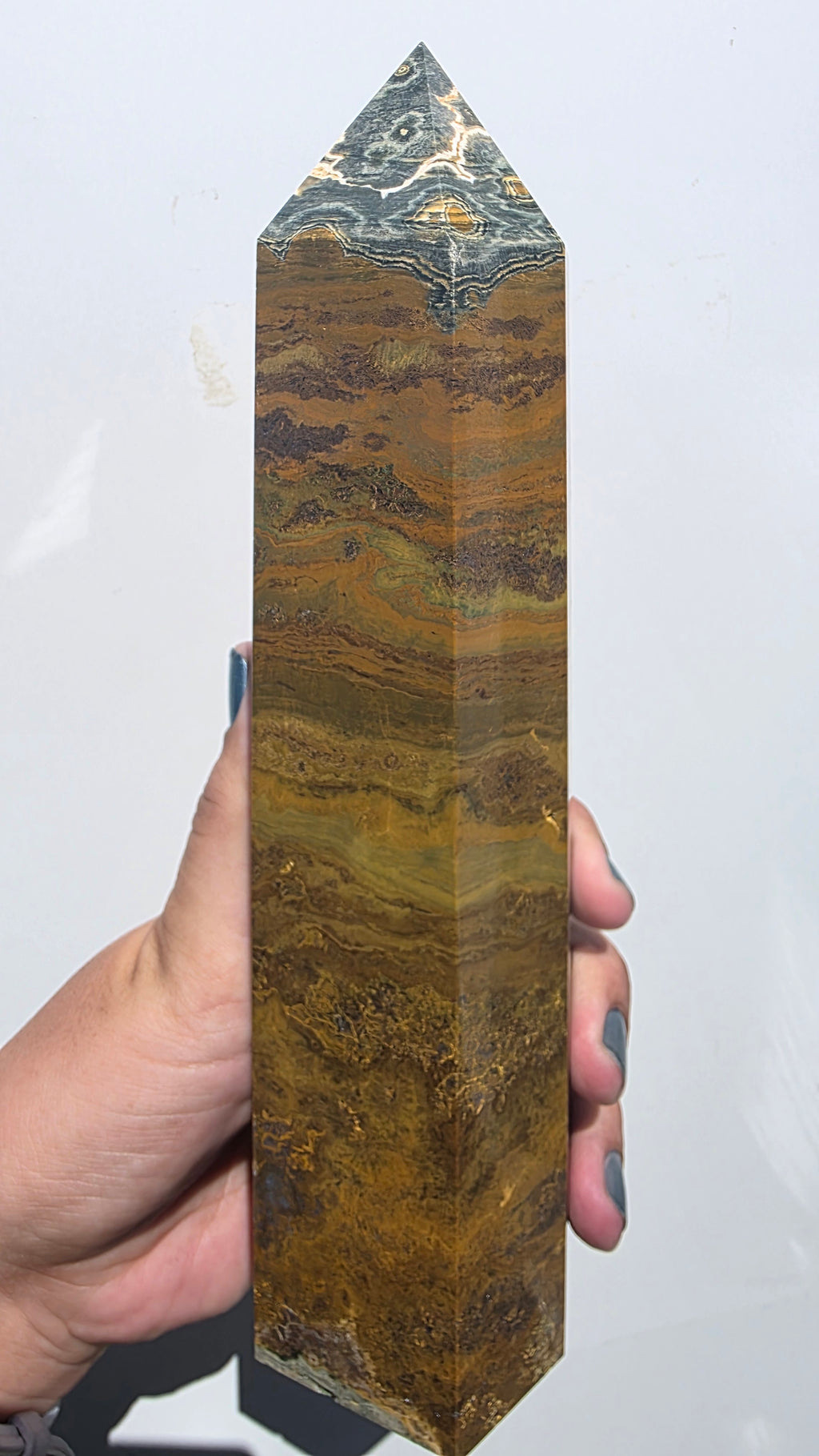Earthy Druzy Ocean Jasper Tower (1.48kg, 25cm) – Rare Madagascar Statement Crystal