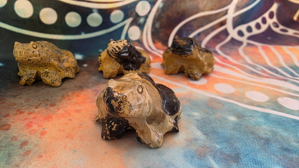 Natural Picture Jasper Frog Carving – Intuitively Chosen