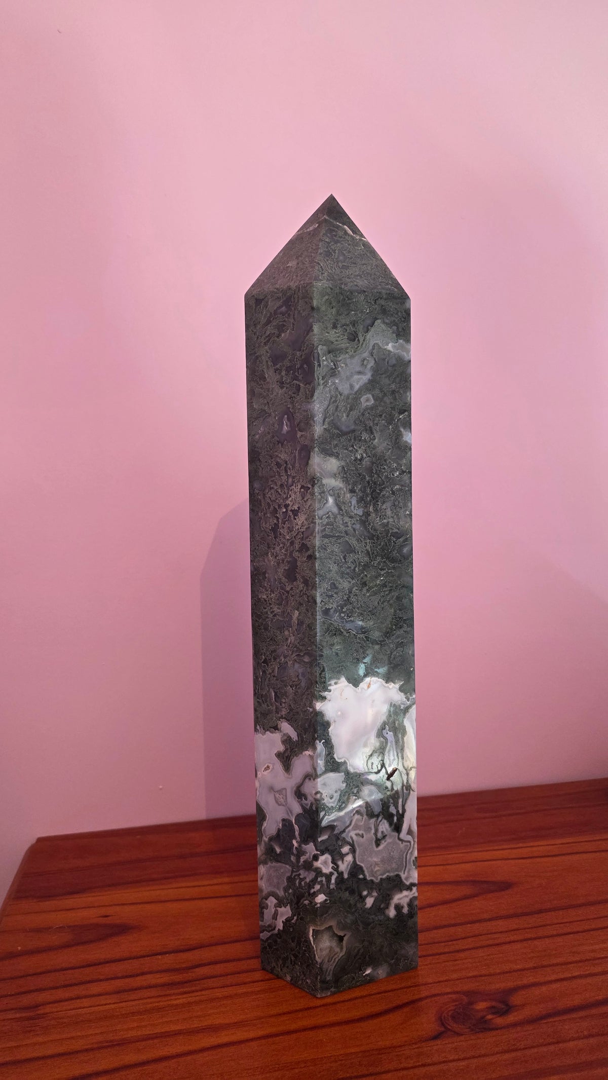 Large Statement Moss Agate Crystal Tower – 53cm (11.8kg)
