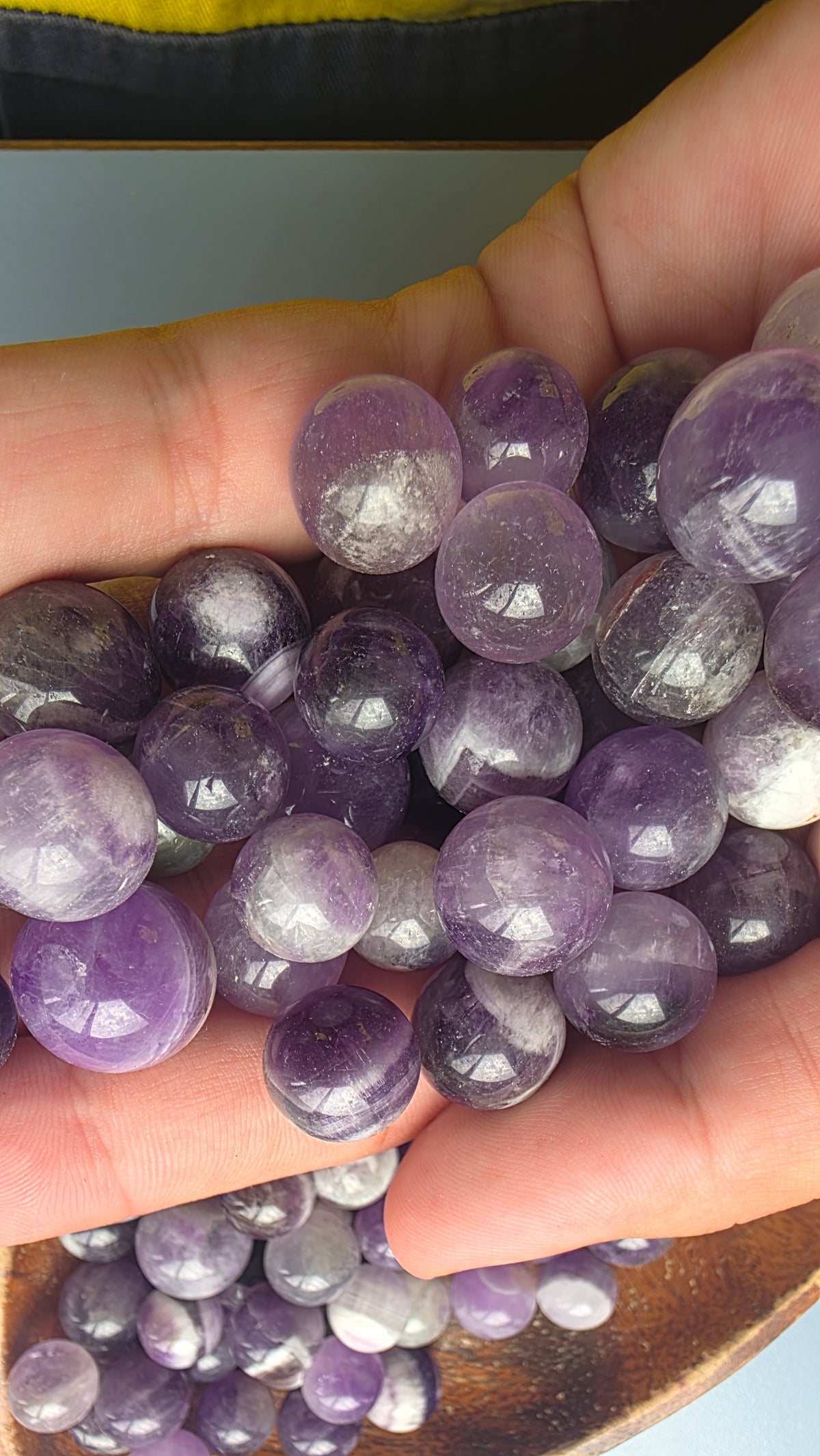 Intuitively Chosen Amethyst Mini Spheres (1-1.5cm) – Regular & Chevron Amethyst Pocket Crystals