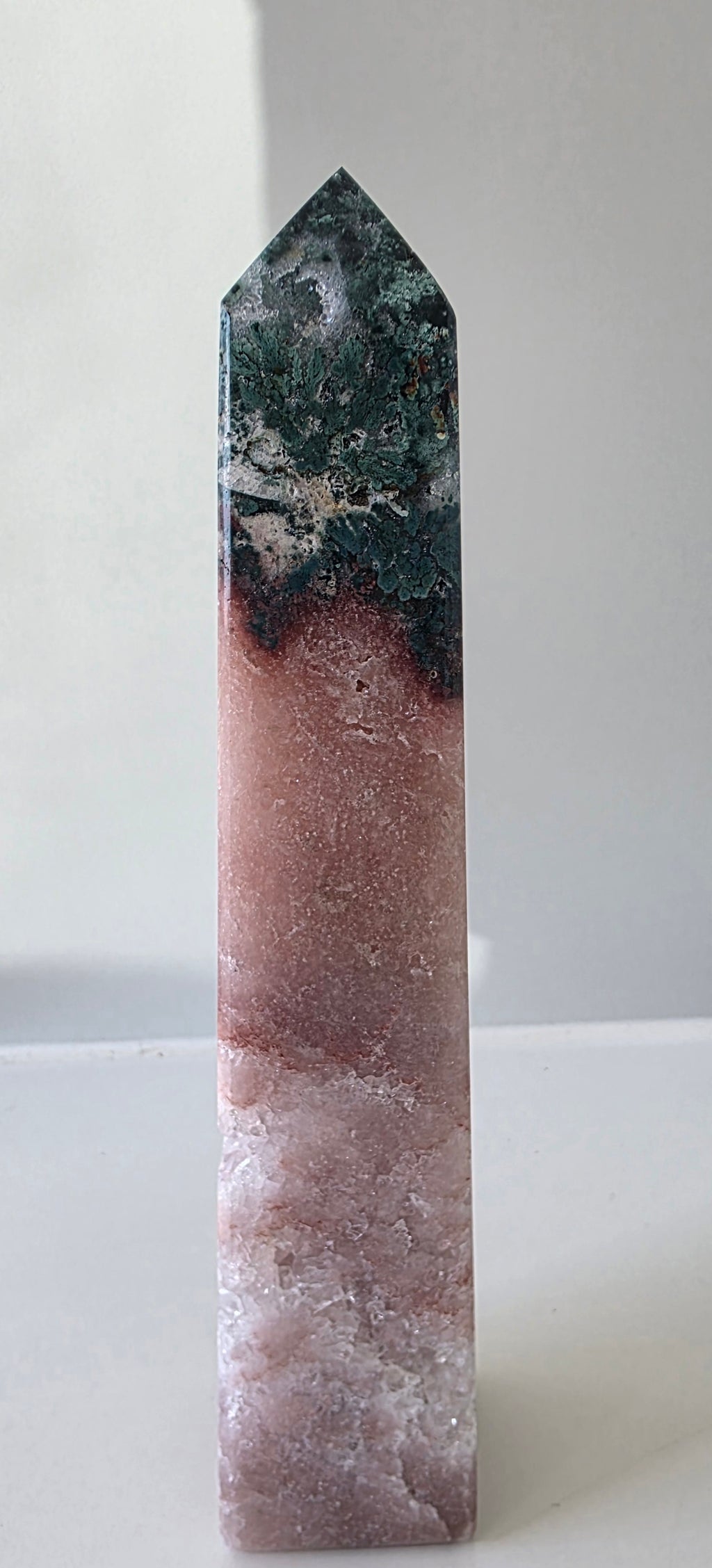 Breathtaking Brazilian Pink Amethyst & Green Jasper Tower (478g)