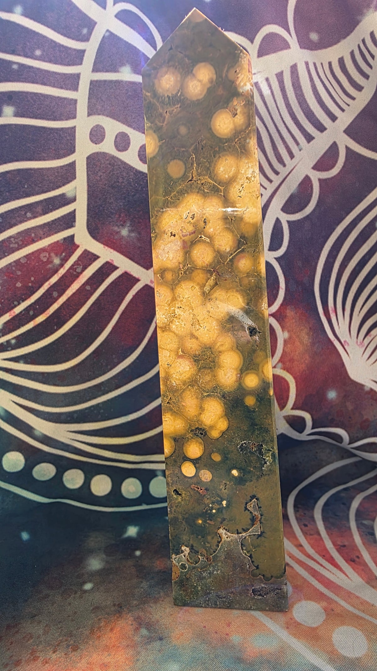 Ocean Jasper Tower – "Perfectly Imperfect" Crystal Point (18 cm, 299g)