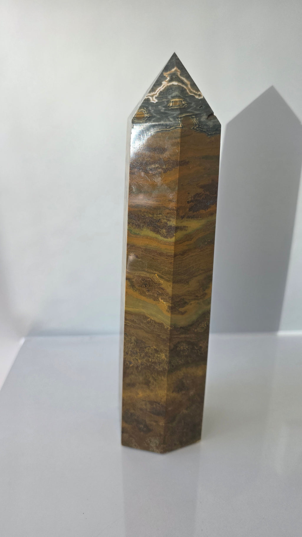 Earthy Druzy Ocean Jasper Tower (1.48kg, 25cm) – Rare Madagascar Statement Crystal