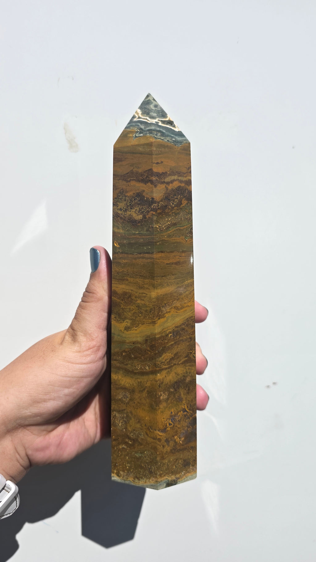 Earthy Druzy Ocean Jasper Tower (1.48kg, 25cm) – Rare Madagascar Statement Crystal