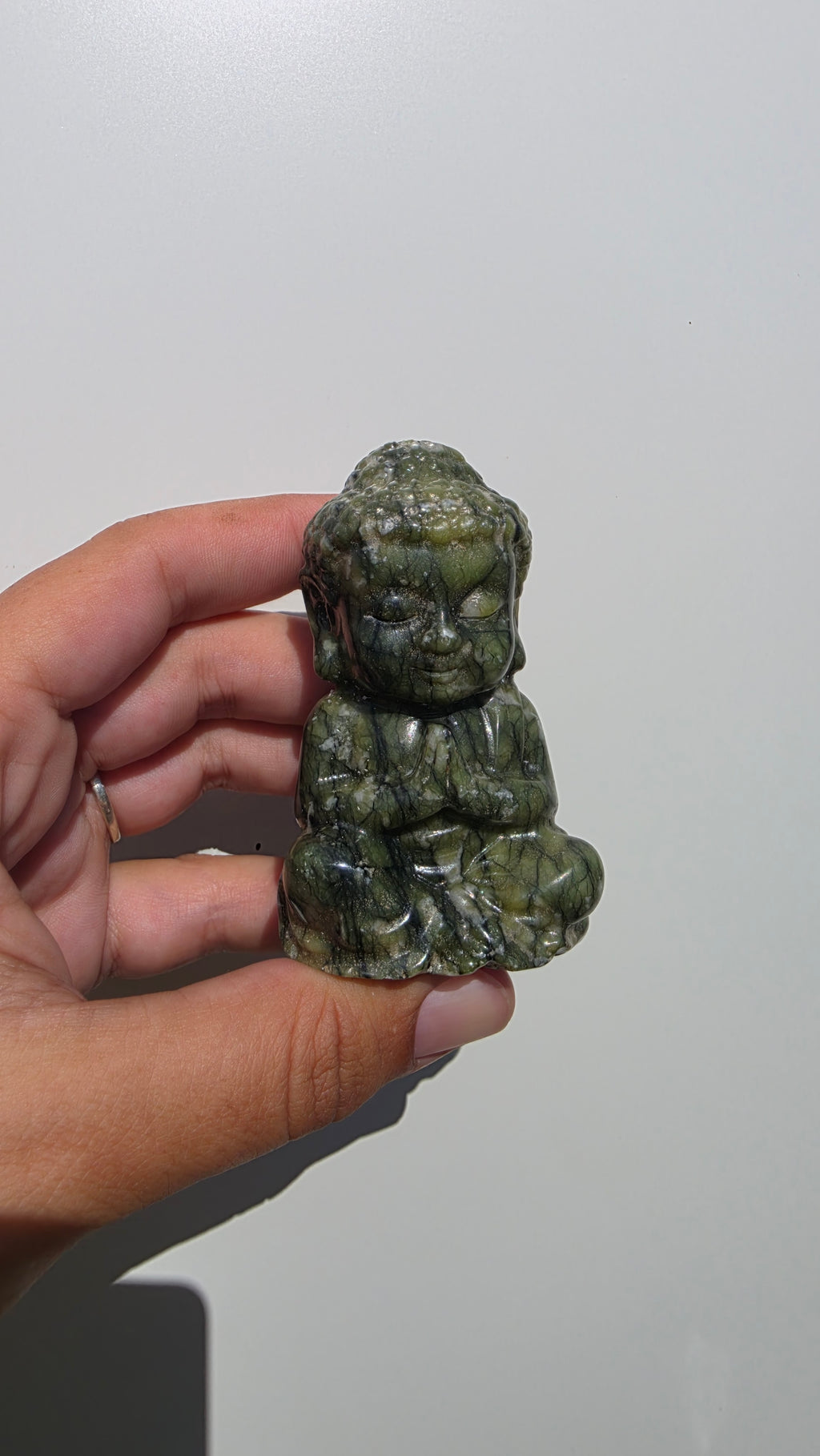Hand-Carved Serpentine Baby Buddha Crystal Carving