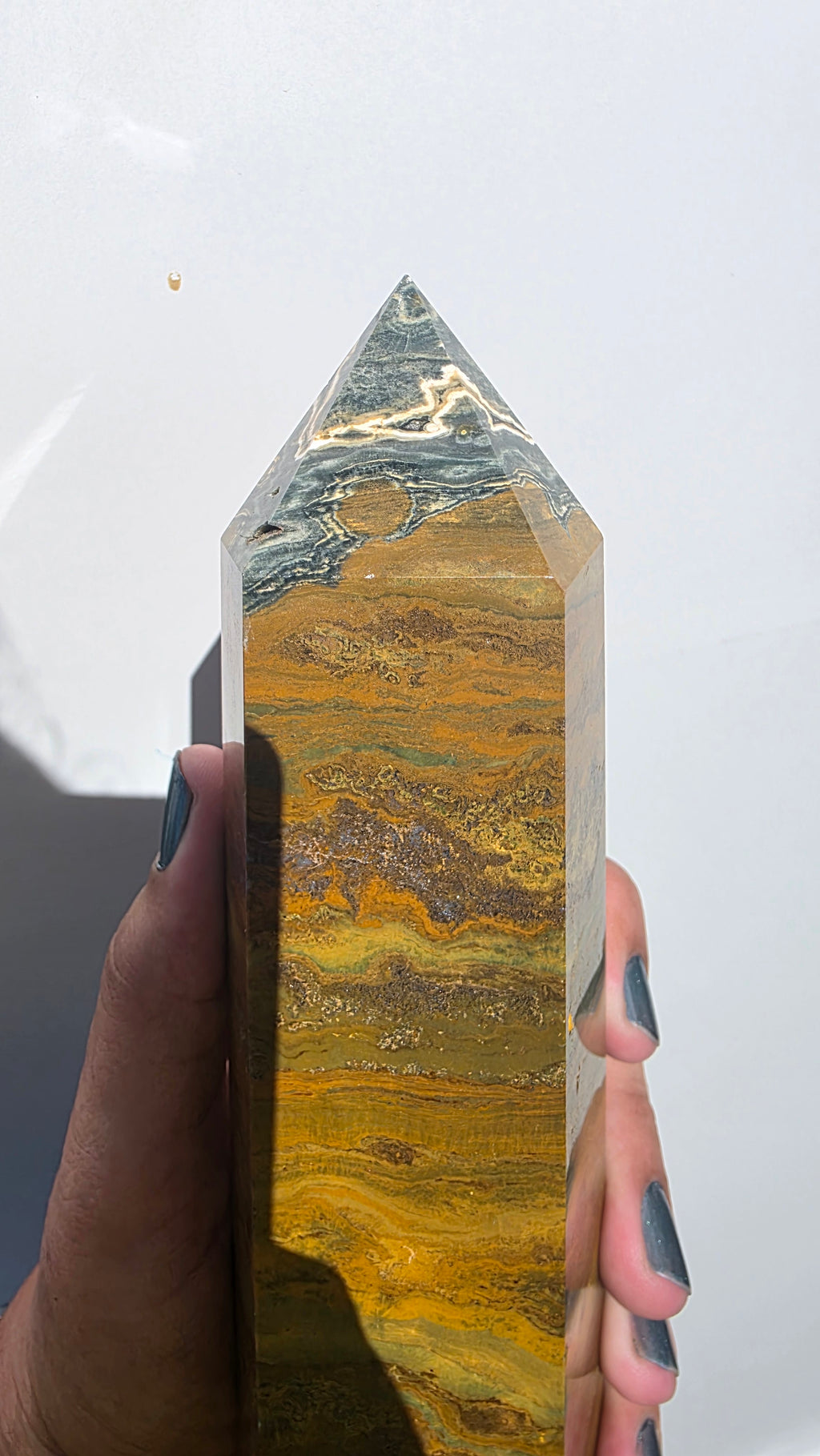 Earthy Druzy Ocean Jasper Tower (1.48kg, 25cm) – Rare Madagascar Statement Crystal