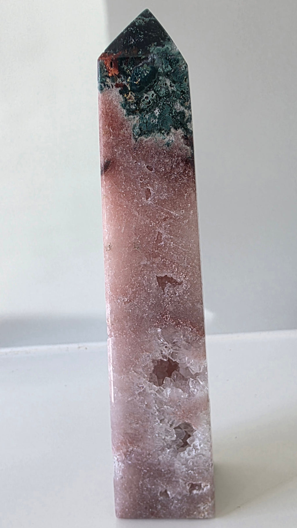 Breathtaking Brazilian Pink Amethyst & Green Jasper Tower (478g)