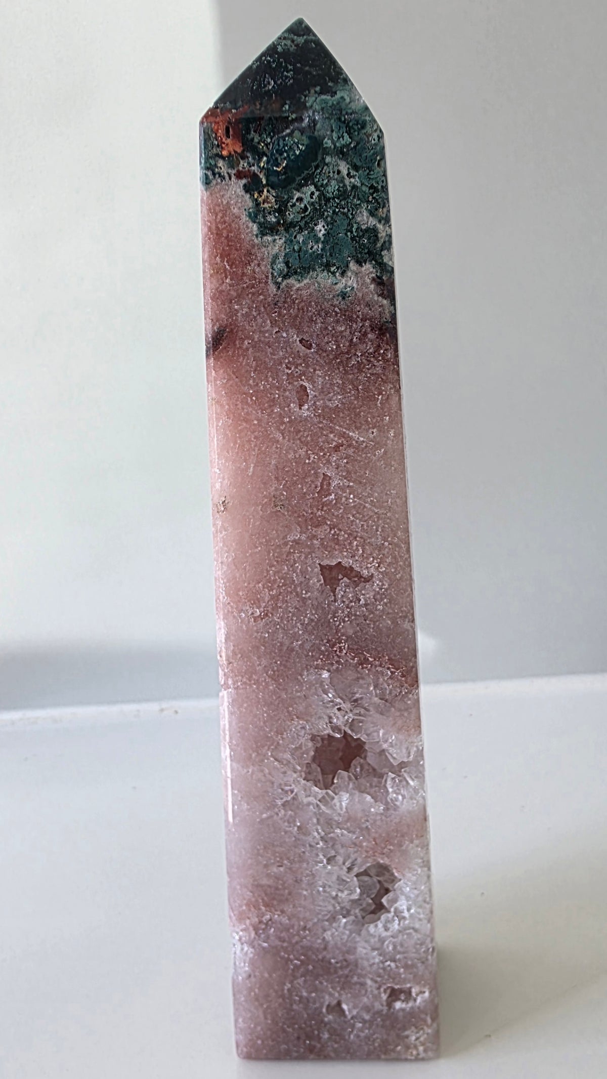 Breathtaking Brazilian Pink Amethyst & Green Jasper Tower (478g)